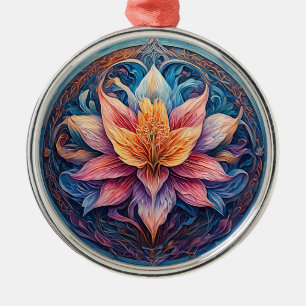 Färgrik Mandala Blomdesign Julgransprydnad Metall