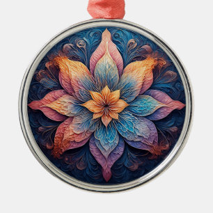 Färgrik Mandala Blomdesign Julgransprydnad Metall