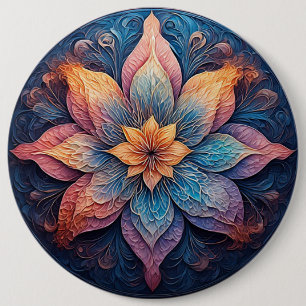 Färgrik Mandala Blomdesign Knapp