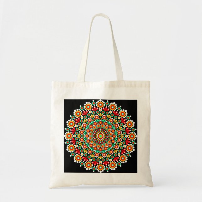 Färgrik Mandala Boho Blommig Geometrisk Canvas  Tygkasse (Framsidan)