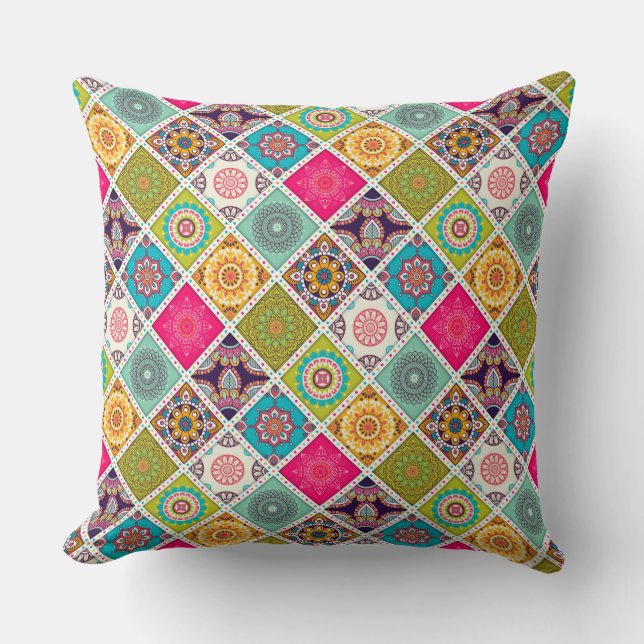 Färgrik Mandala Dekorativ Kudd Kudde (Framsida)