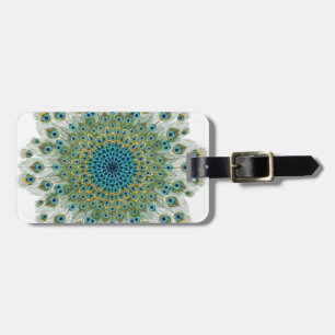 Färgrik Mandala för Male påfågel Bagagebricka