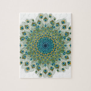 Färgrik Mandala för Male påfågel Pussel