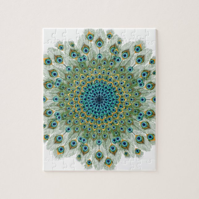 Färgrik Mandala för Male påfågel Pussel (Vertikal)