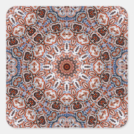Färgrik mandala i blandade grå-orange färger fyrkantigt klistermärke