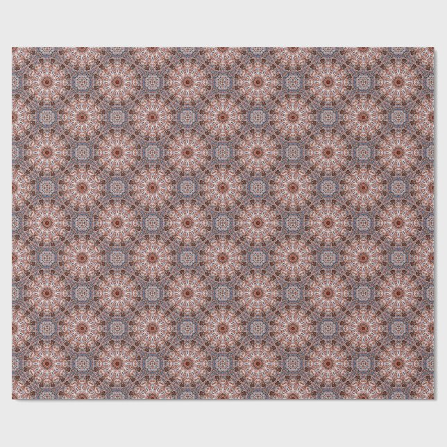 Färgrik mandala i blandade grå-orange färger presentpapper (Platt)