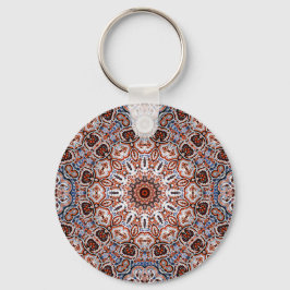 Färgrik mandala i mix grå-orange färger nyckelring
