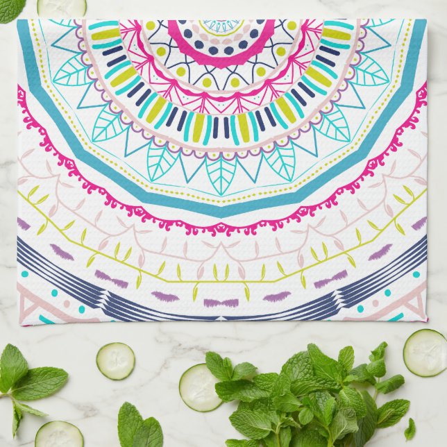 färgrik mandala kökshandduk (Vikta)