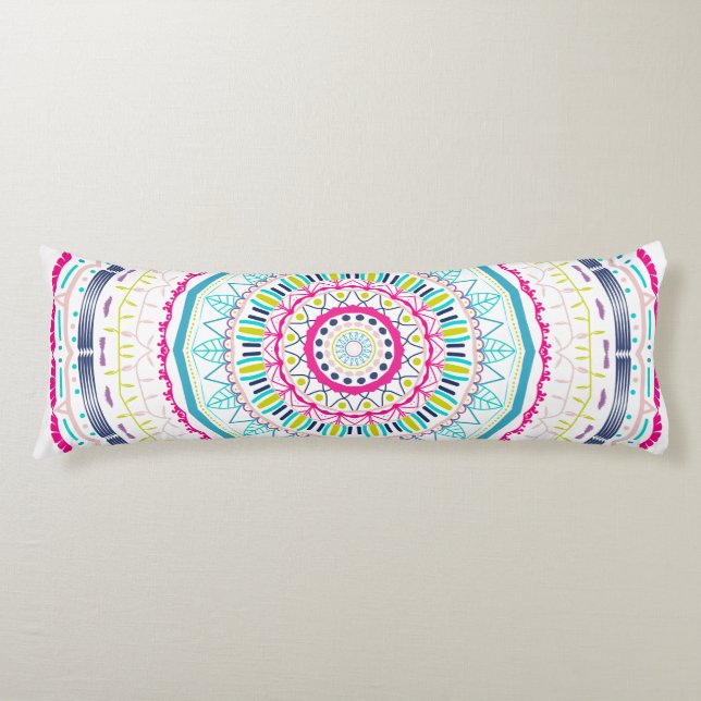 färgrik mandala kroppskudde (Framsidan)