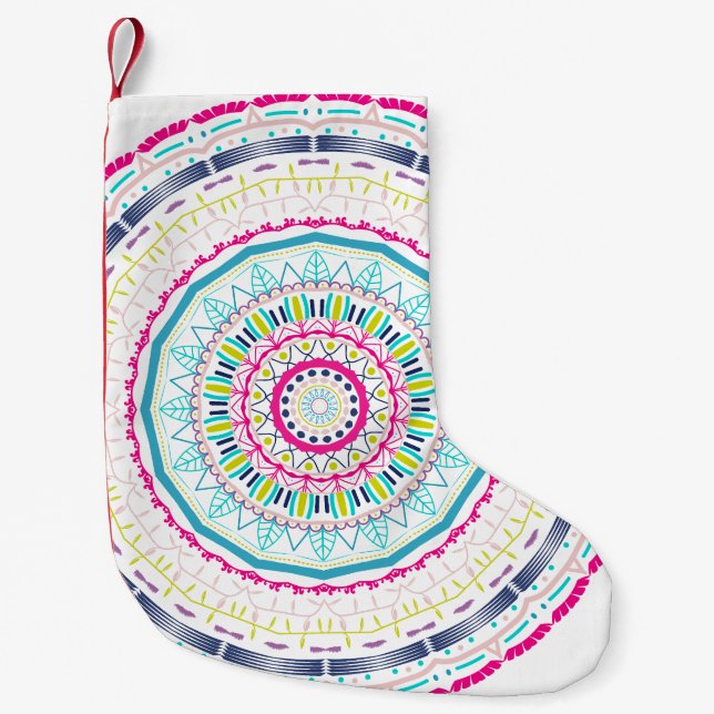 färgrik mandala liten julstrumpa (Framsidan)