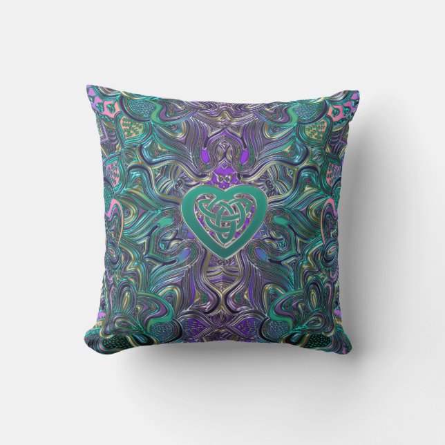 Färgrik Mandala med Celtic hjärta Kudde (Framsida)