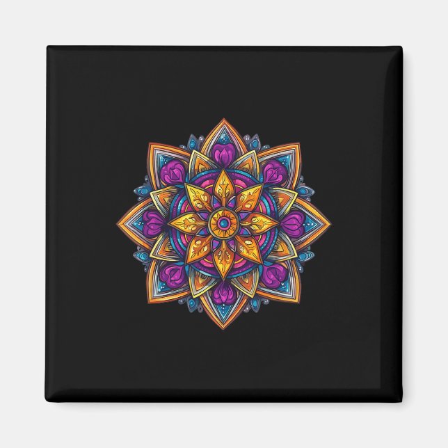 Färgrik Mandala Meditation Lotus  Magnet (Framsidan)