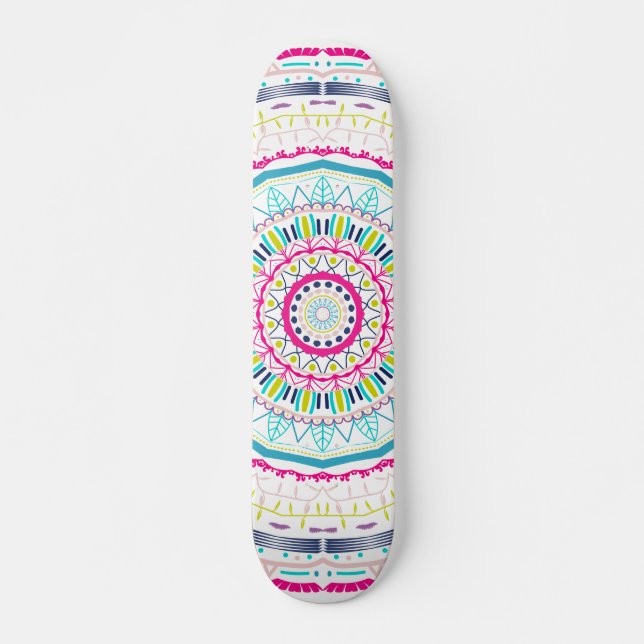 färgrik mandala mini skateboard bräda 18,5 cm (Framsida)