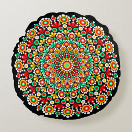 Färgrik Mandala Mönster Kastkuddar Boho Prick Rund Kudde