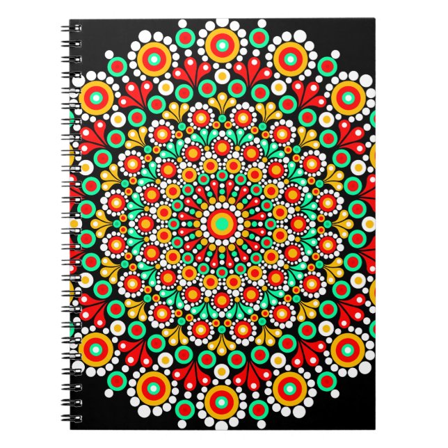 Färgrik Mandala Mönster Spiral Anteckningsbok Boho (Framsidan)