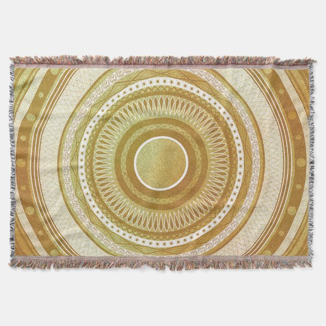 Färgrik Mandala på Blå Bakgrund Filt (Framsidan)