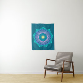 Färgrik mandala på blå bakgrund Liten