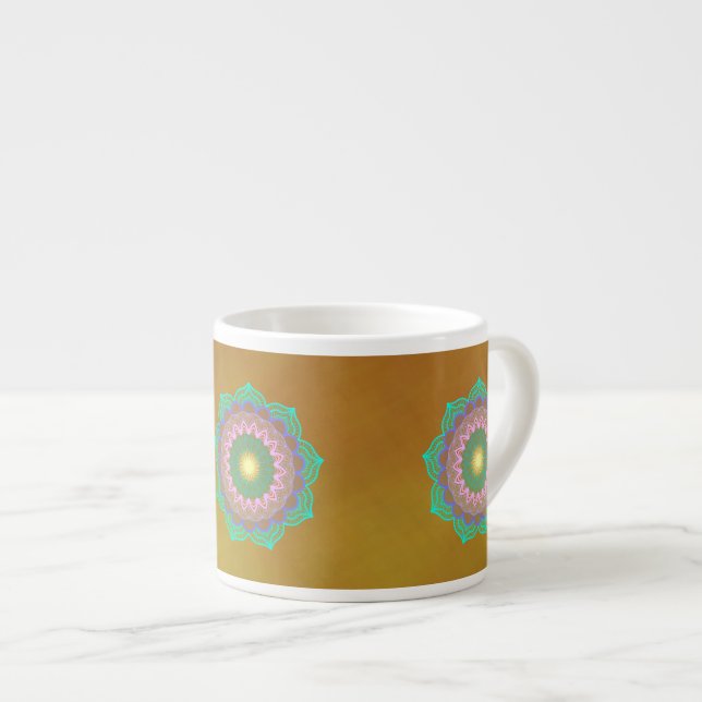 Färgrik mandala på guldbakgrund espressomugg (Framsida höger)
