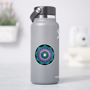Färgrik mandala på svart bakgrund klistermärken