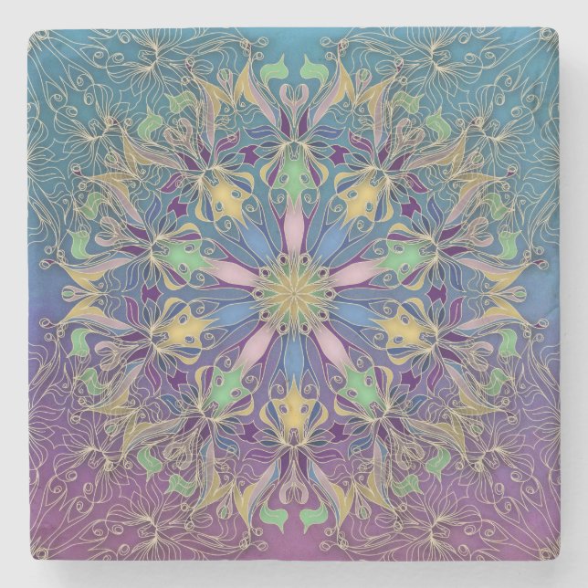 Färgrik Mandala Stenservett Underlägg (Framsidan)