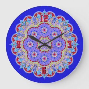 Färgrik Mandala Stor Klocka