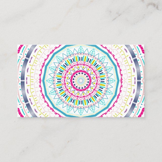 färgrik mandala visitkort (Framsida)