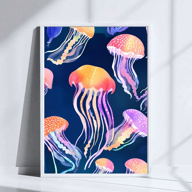 Färgrik manet | Ocean djur akvarell konst Poster (Skapare uppladdad)
