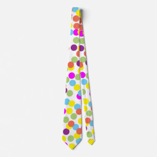 Färgrik mångfärgad polka dots på vit slips