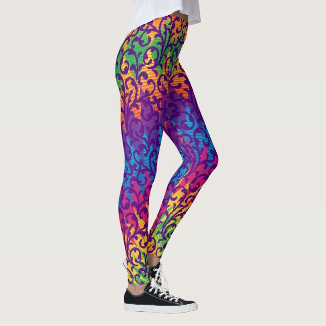 Färgrik Mardi Gras stil Leggings (Höger)