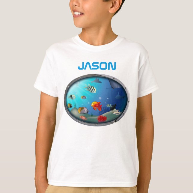 Färgrik marin- livplats tee shirt (Framsida)