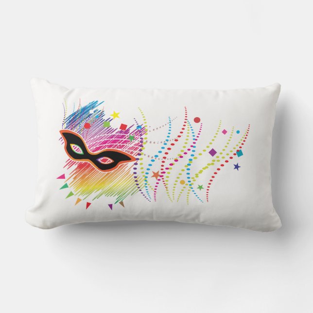 färgrik maskdesignkudde lumbarkudde (Framsida)
