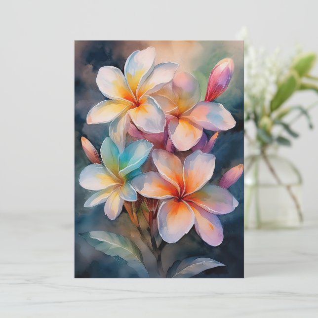 Färgrik Maui Plumeria Julkort (Stående Fram)