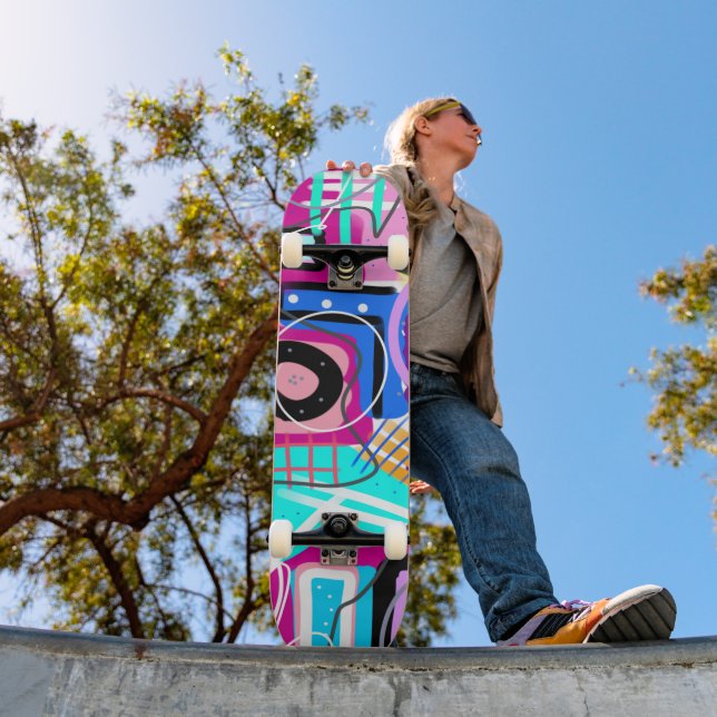 Färgrik Maximalistisk Uttrycksfull Abstrakt  Mini Skateboard Bräda 18,5 Cm (Utomhus 1)