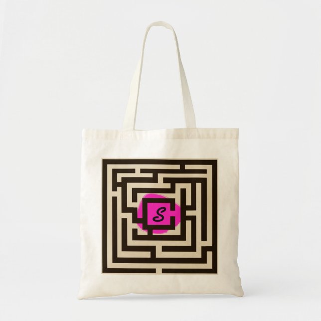 Färgrik Maze med beställnings- Monogramrosor Tygkasse (Framsidan)