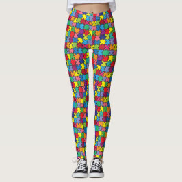 Färgrik medvetenhet för pusselbietAutism Leggings