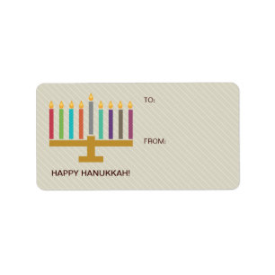 Färgrik menoraHanukkah gåva Adressetikett