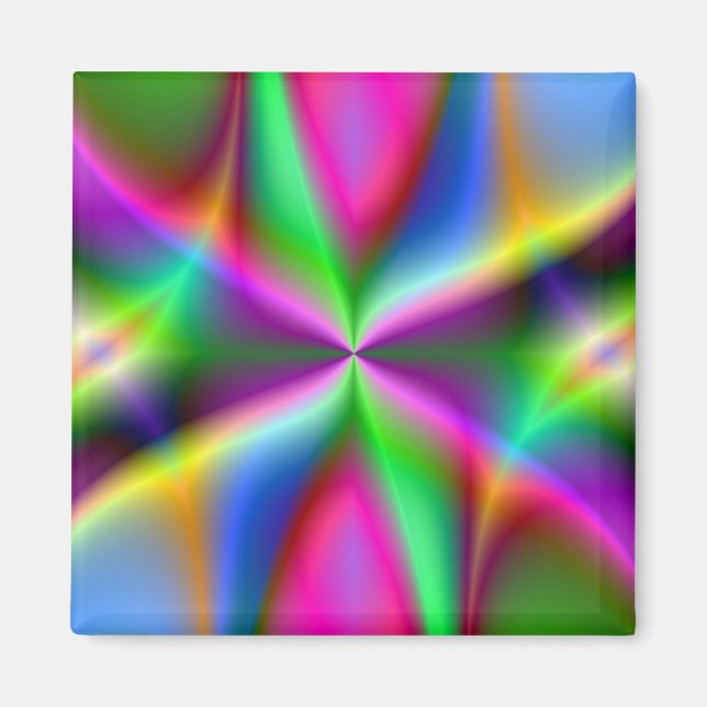 Färgrik Metallisk Fraktal Glans  Magnet (Framsidan)