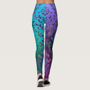 Färgrik metallisk snöredamasker leggings