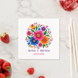 Färgrik mexikansk blomsterbröllop pappersservett