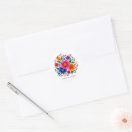 Färgrik mexikansk blomsterbröllop runt klistermärke