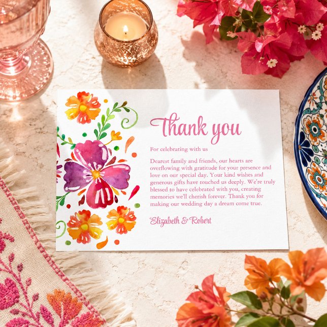 Färgrik mexikansk fiesta bröllop tack kort (Colorful Mexican Fiesta Wedding Thank You Card)
