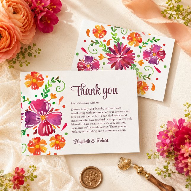 Färgrik mexikansk fiesta bröllop tack kort (Colorful Mexican Fiesta Wedding Thank You Card)