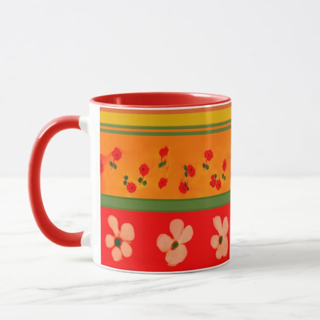 Färgrik mexikansk kaffemugge original design mugg (Vänster)
