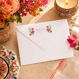 Färgrik mexikansk livfull blomsterfirande adress returadress etikett