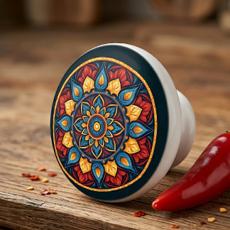 Färgrik mexikansk Talavera-keramikkabinhandtag Knopp