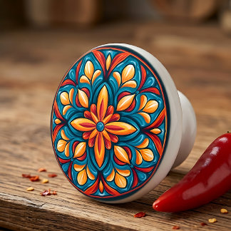 Färgrik mexikansk Talavera-stil Knopp