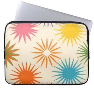 Färgrik Mid Century Stjärnexplosionsmönster Laptop Fodral