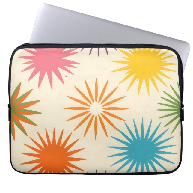 Färgrik Mid Century Stjärnexplosionsmönster Laptop Fodral (Framsidan)