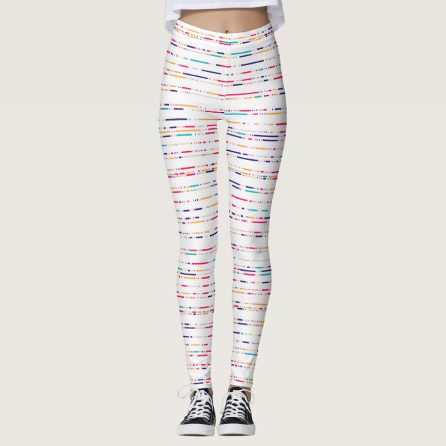 Färgrik Minimal Linje Mönster   Modernt Sömlöst  Leggings (Framsida)