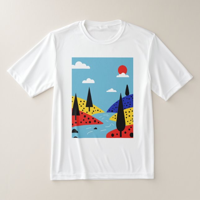 Färgrik minimalistisk landskap t shirt (Laydown)